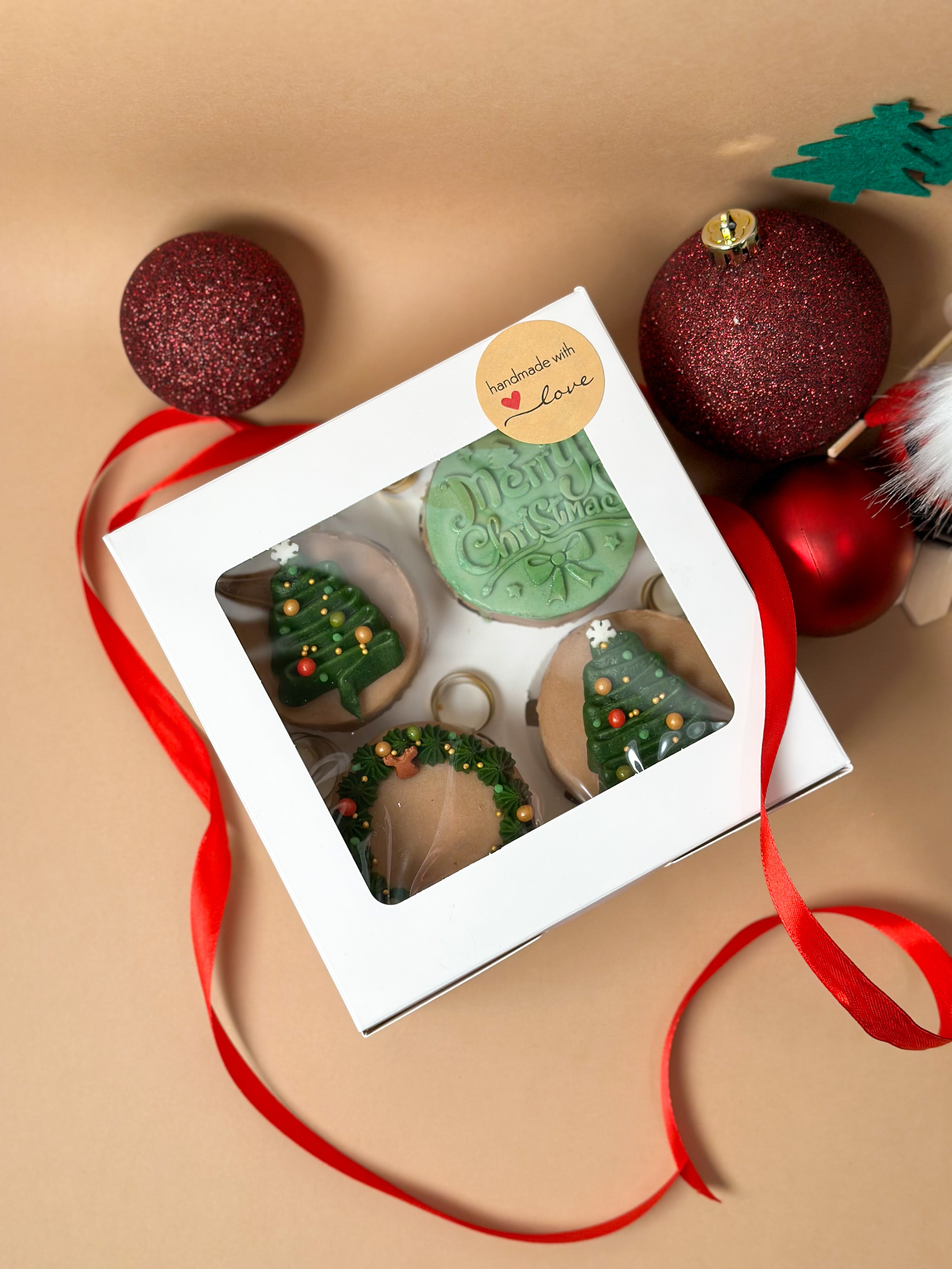 Contenitore In Latta A Forma Di Cupcake - Merry Christmas, 1,5 L Per Biscotti E Muffin